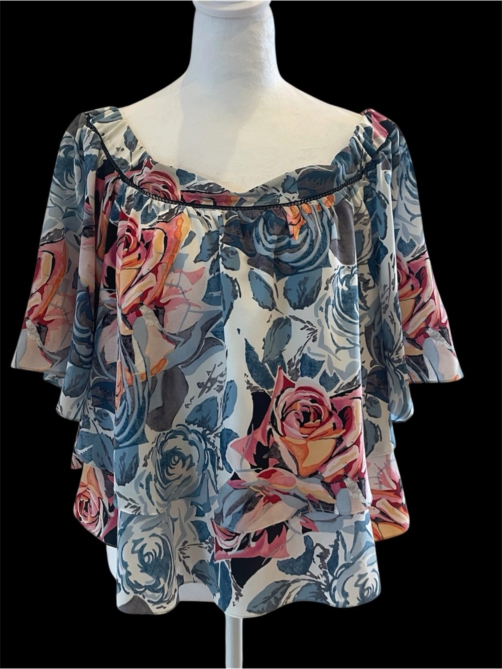 Elizabeth and James Vanessa off-the-shoulder floral-print ruffled silk top